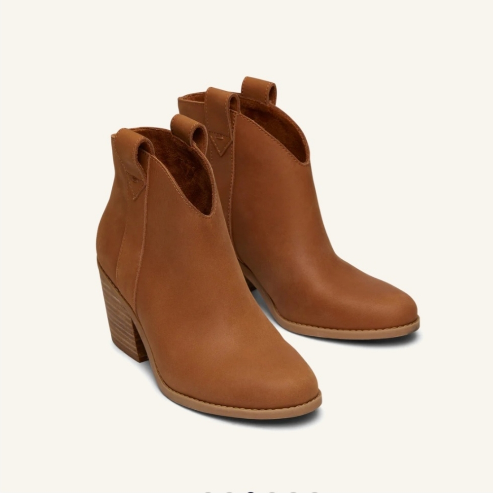 TOMS Constance Tan Leather Heeled Boot